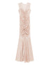 Norma Kamali Curled Fishtail Shirred Long Dress Powder