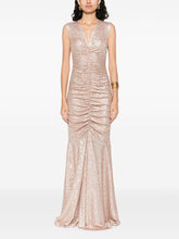 Norma Kamali Curled Fishtail Shirred Long Dress Powder