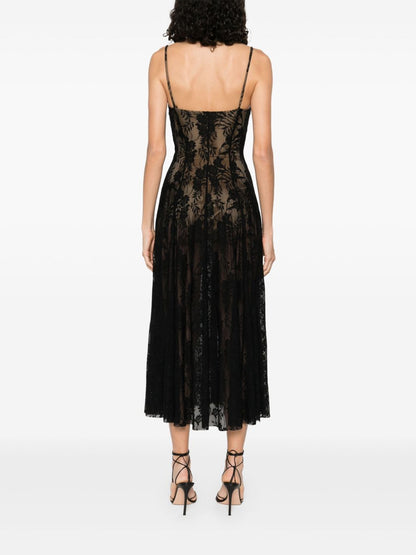 Norma Kamali Pleated All Lace Dress Black