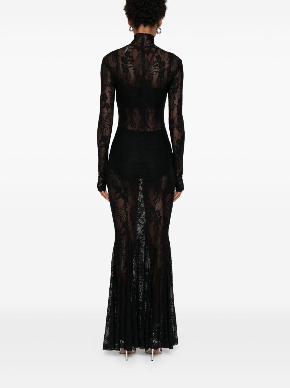 Norma Kamali Fishtail Lace Long Dress Black