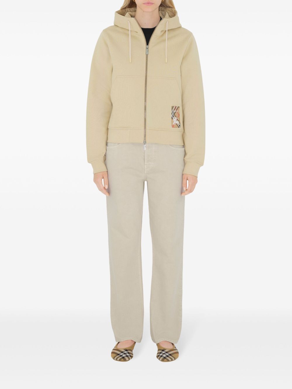 Burberry Check Label Hoodie Beige