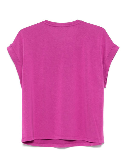 Emporio Armani Large Logo Viscose-Blend T-Shirt Purple