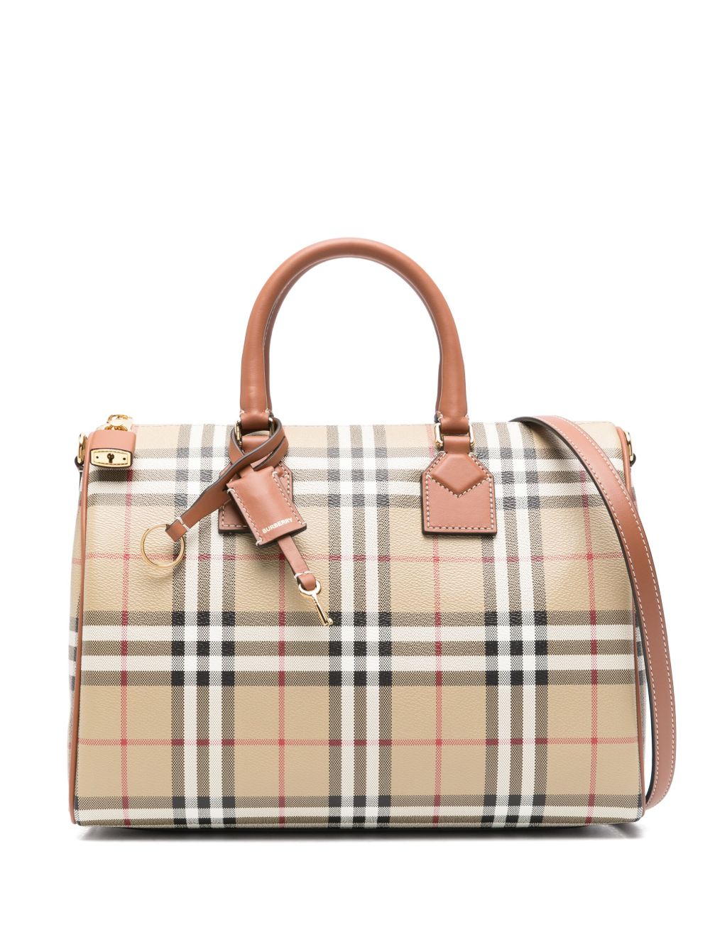 Burberry Medium Bowling Handbag Leather Brown