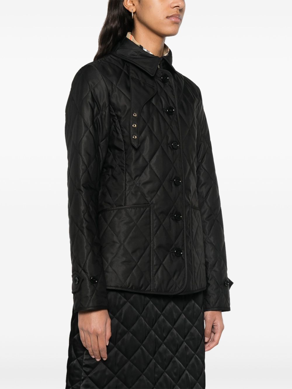 Burberry Quilted Button-Up Jacket Black black