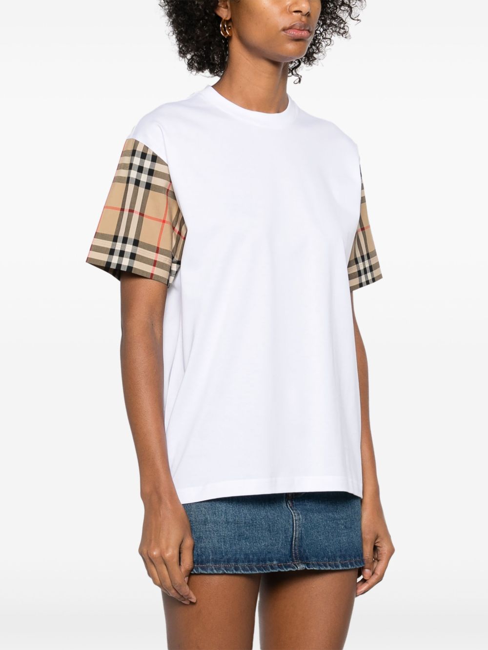 Burberry Check Cotton T-shirt White