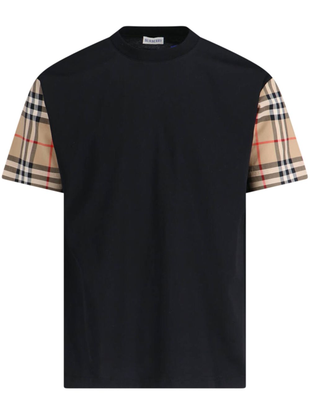 Burberry Check Cotton T-shirt  Black