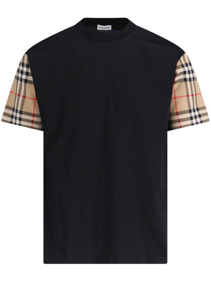Burberry Check Cotton T-shirt  Black