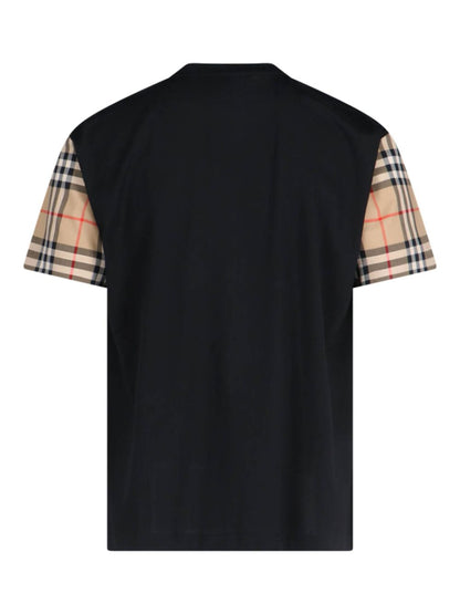 Burberry Check Cotton T-shirt  Black