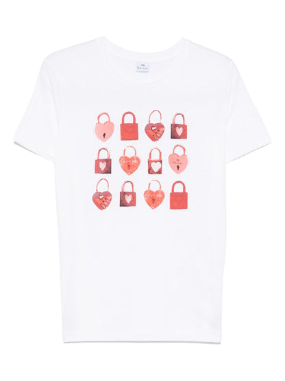 Paul Smith Heart Padlocks Cotton T-shirt White