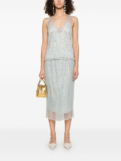 Forte Forte Embroidered Tulle Top Clear Blue