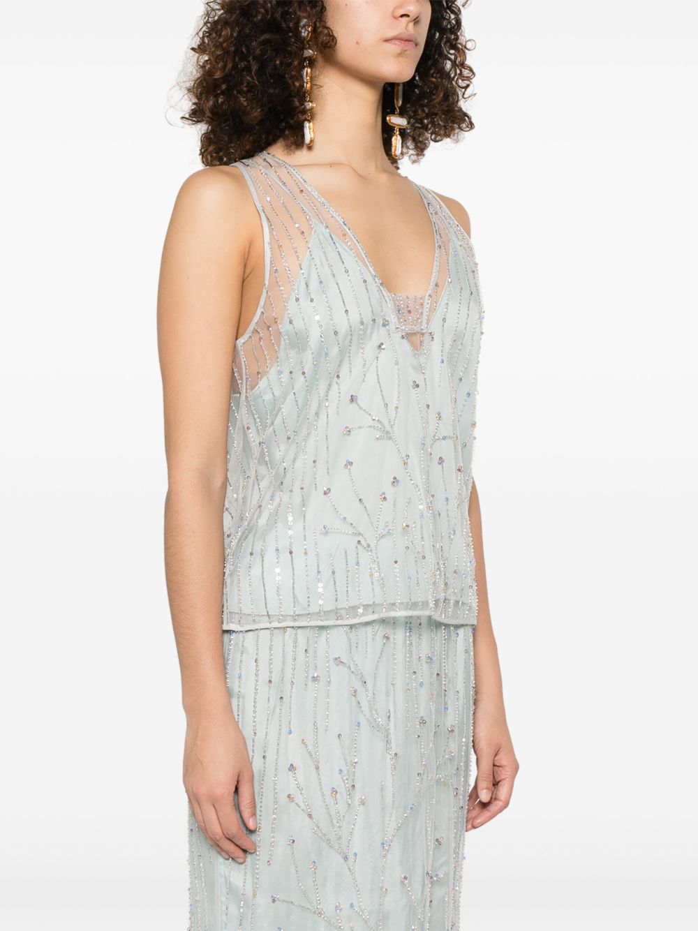 Forte Forte Embroidered Tulle Top Clear Blue