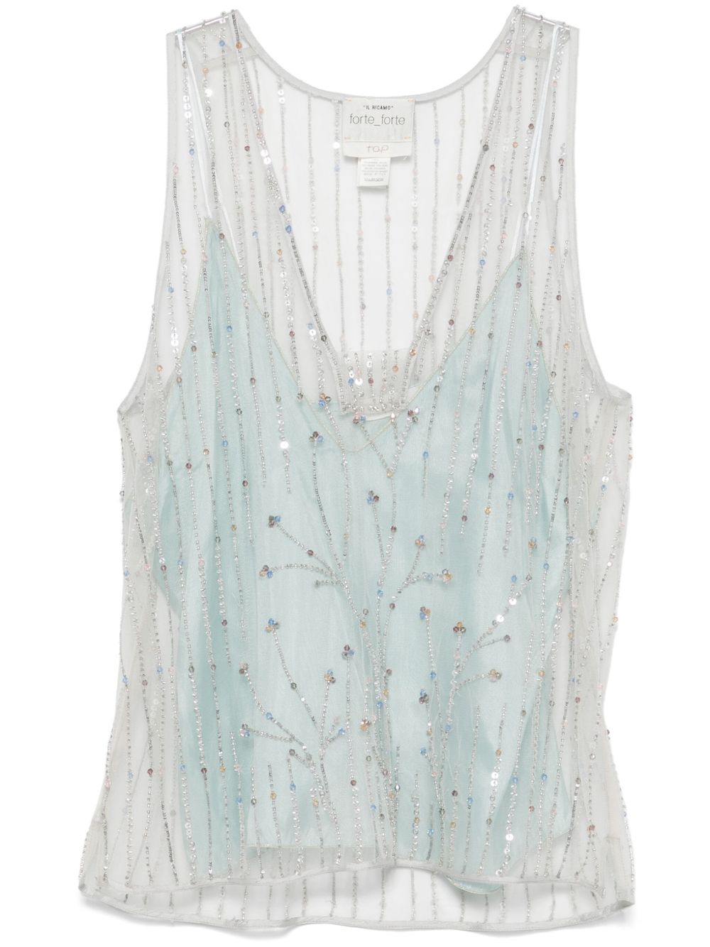 Forte Forte Embroidered Tulle Top Clear Blue