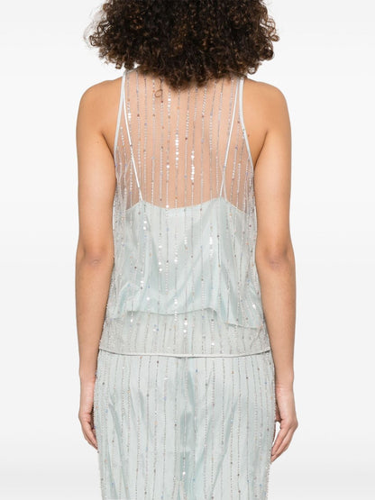 Forte Forte Embroidered Tulle Top Clear Blue