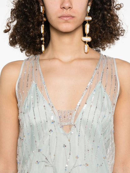 Forte Forte Embroidered Tulle Top Clear Blue