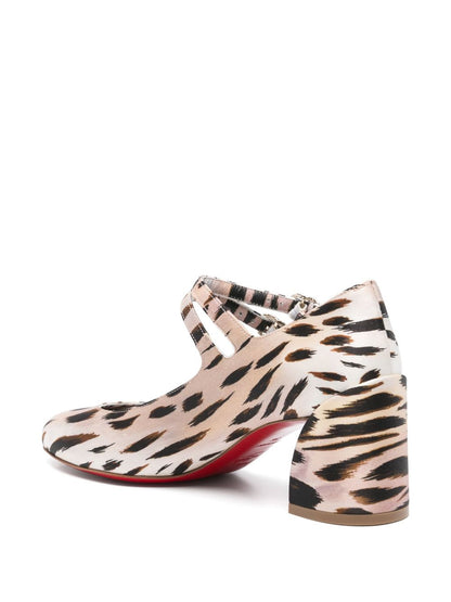 Christian Louboutin Animal Print Miss Jane Pumps White