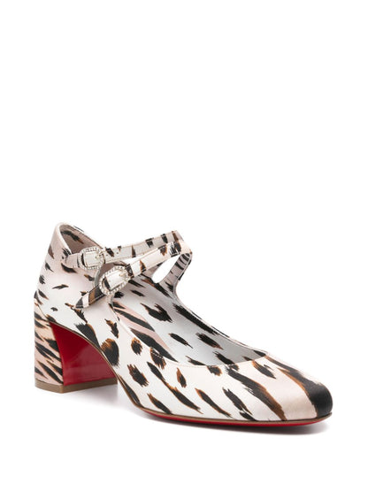 Christian Louboutin Animal Print Miss Jane Pumps White