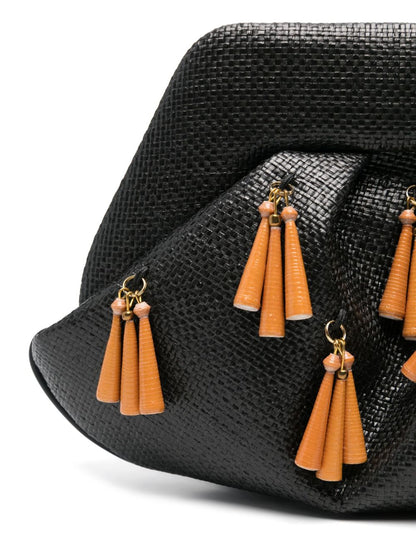 THEMOIRE Emera Fringed Clutch Bag Black