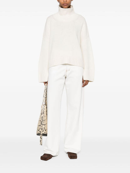 Soft Goat Girlfriend Cashmere Turtleneck Jumper White