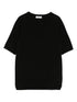 Soft Goat Cashmere Crewneck Short-Sleeved Top Black