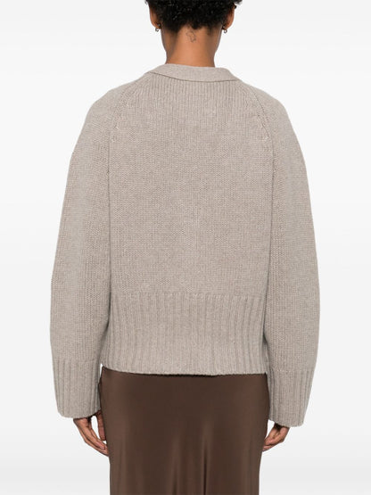 Soft Goat Cashmere V-Neck Cardigan Light Grey Light Grey