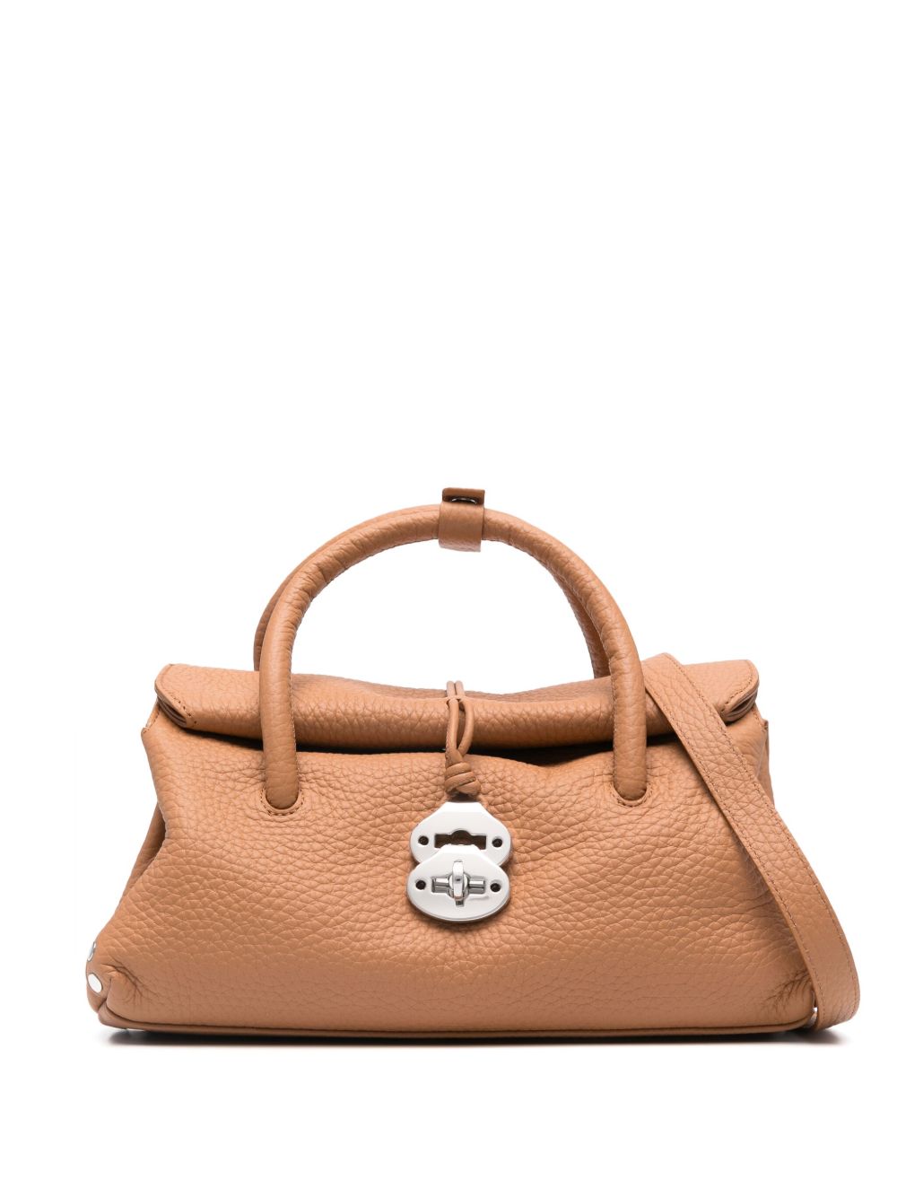 Zanellato Centauro Small Pebbled Calf Leather Handbag Leather Brown