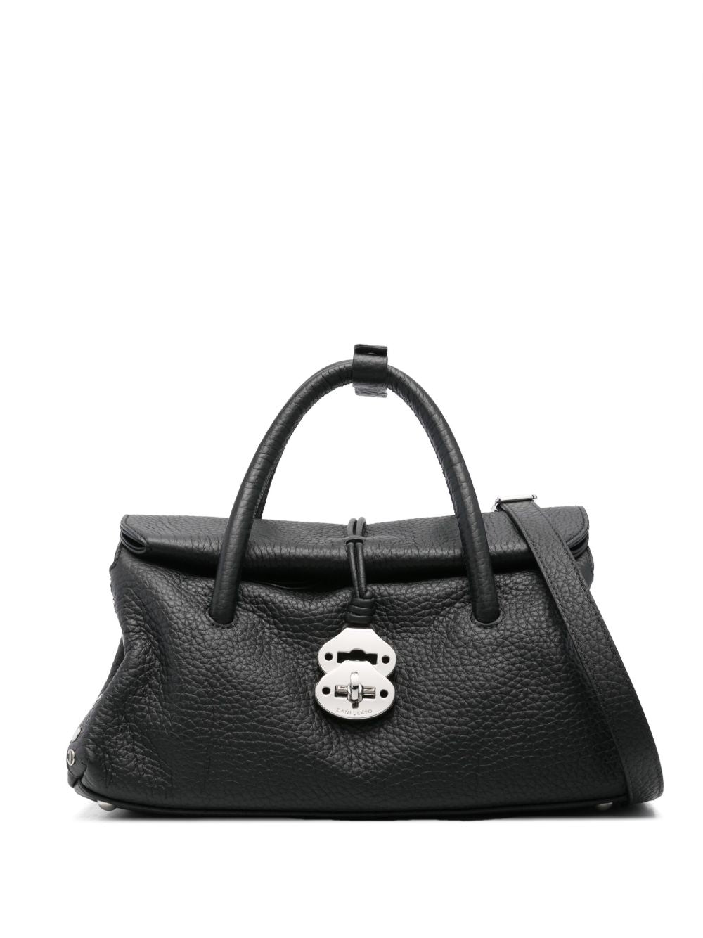 Zanellato Centauro Small Pebbled Calf Leather Handbag Black
