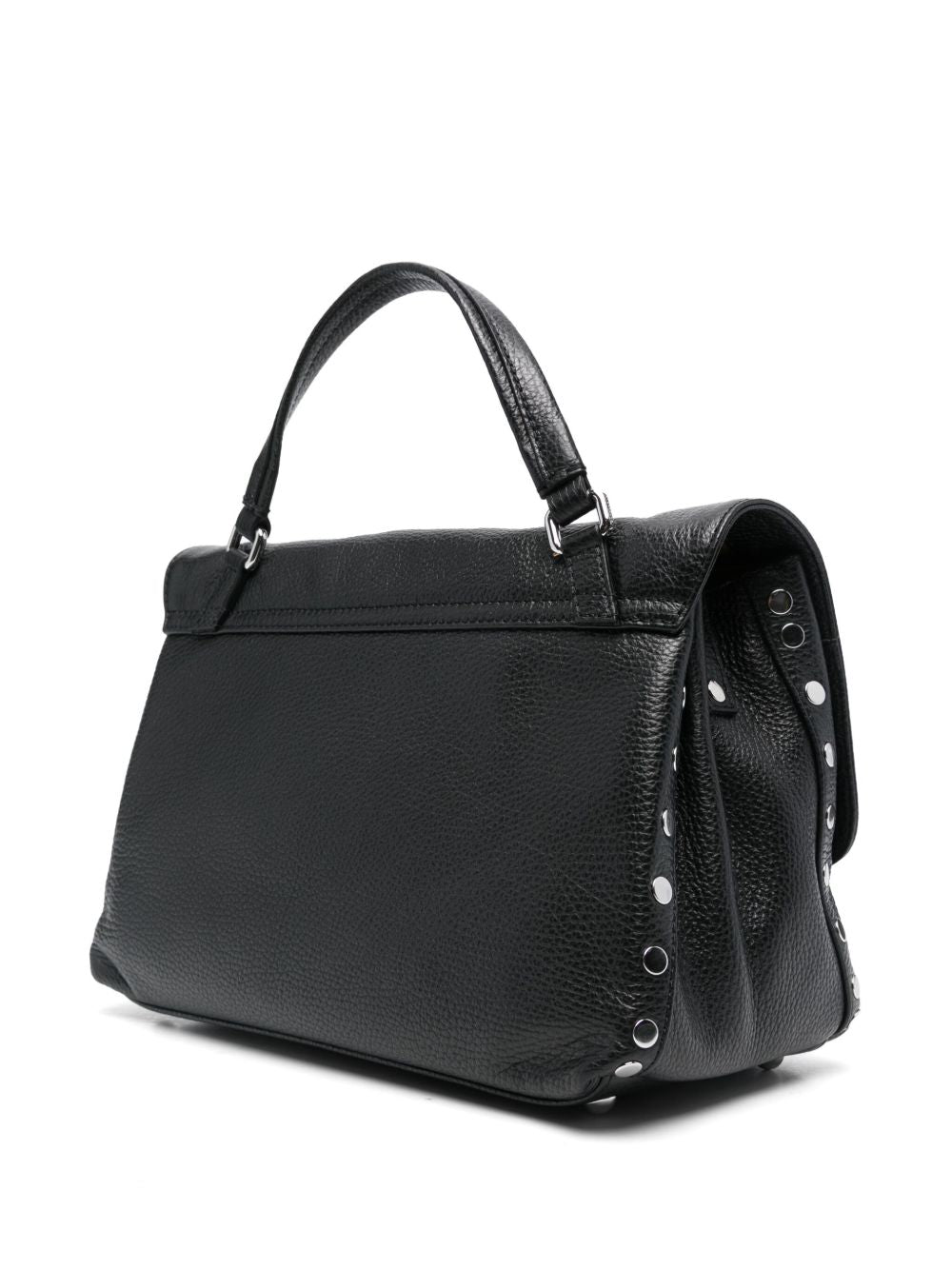 Zanellato Postina Daily Medium Grained Leather Handbag Black