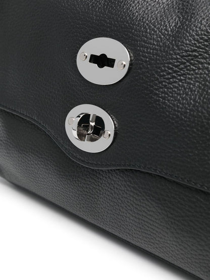 Zanellato Postina Daily Medium Grained Leather Handbag Black