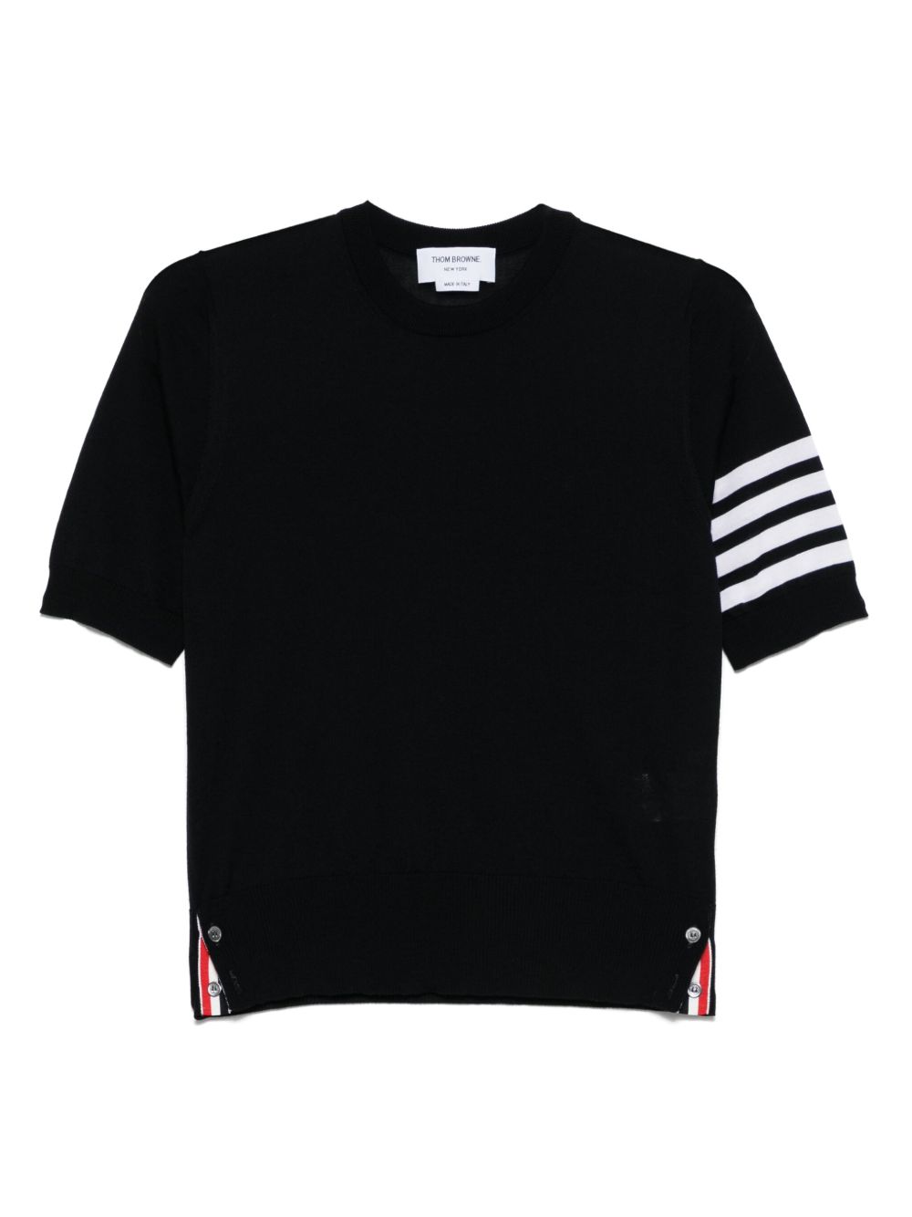 Thom Browne Navy Blue Wool 4-Bar Short-Sleeve Sweater Blue