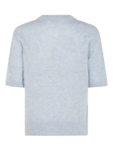 Ganni Crew Neck Ribbed Wool-Blend T-Shirt Clear Blue