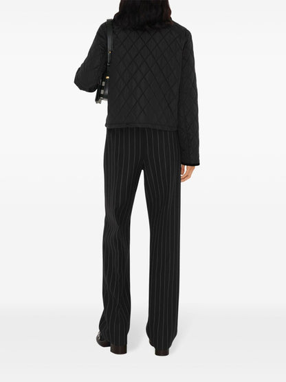 Burberry Textured Quilted Nylon Jacket with Corduroy Collar Black
