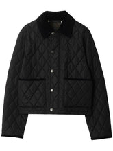 Burberry Textured Quilted Nylon Jacket with Corduroy Collar Black