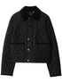 Burberry Textured Quilted Nylon Jacket with Corduroy Collar Black