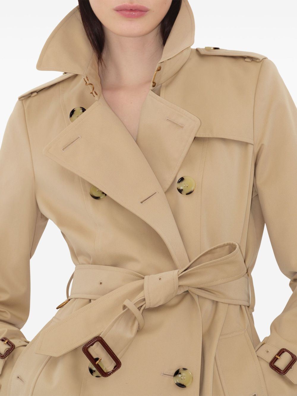 Burberry Chelsea Double-Breasted Cotton Trench Coat Beige