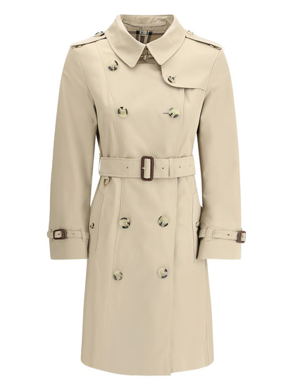 Burberry Chelsea Double-Breasted Cotton Trench Coat Beige