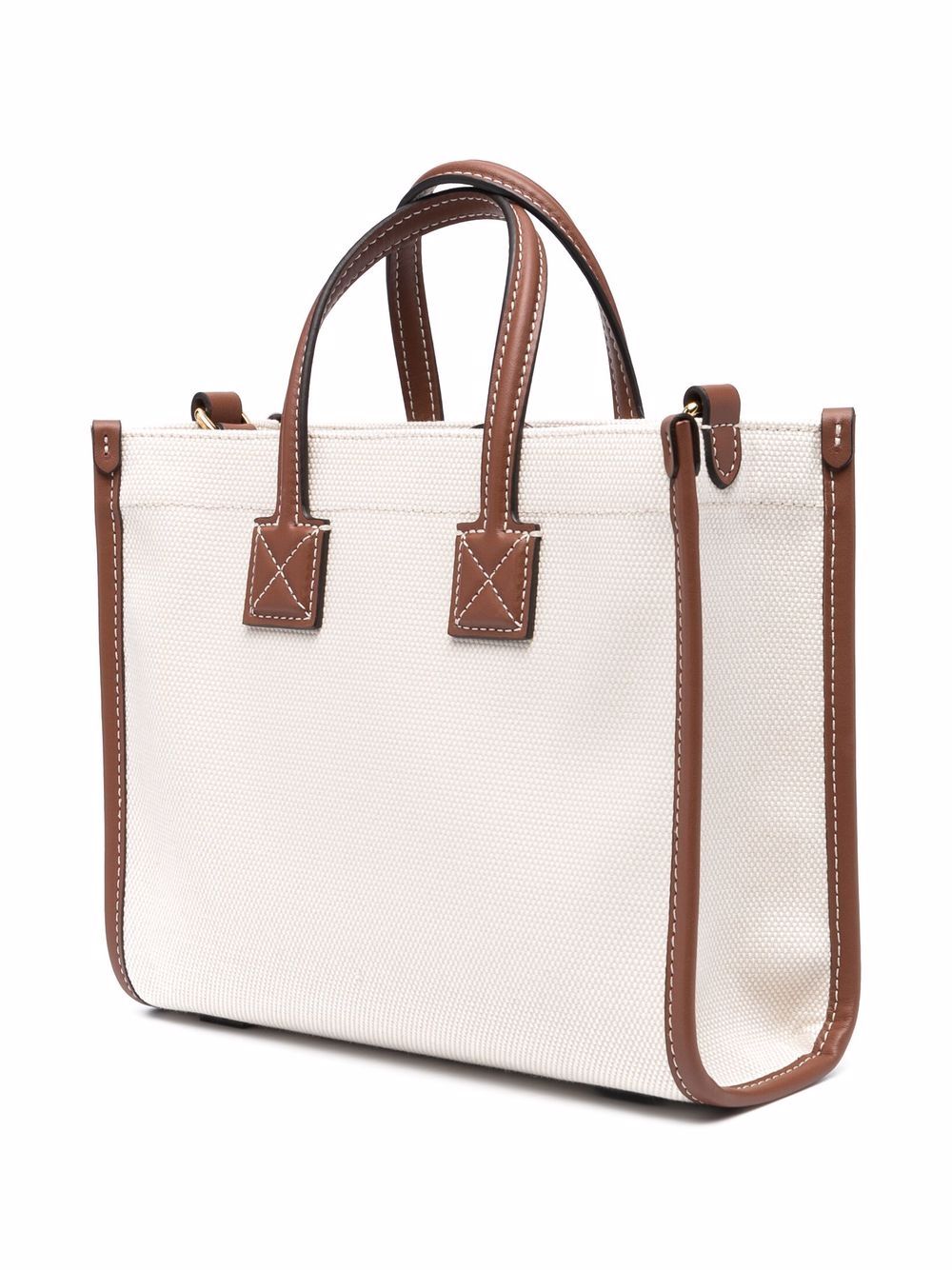 Burberry Mini Logo-Print Tote Bag in Cream and Brown White