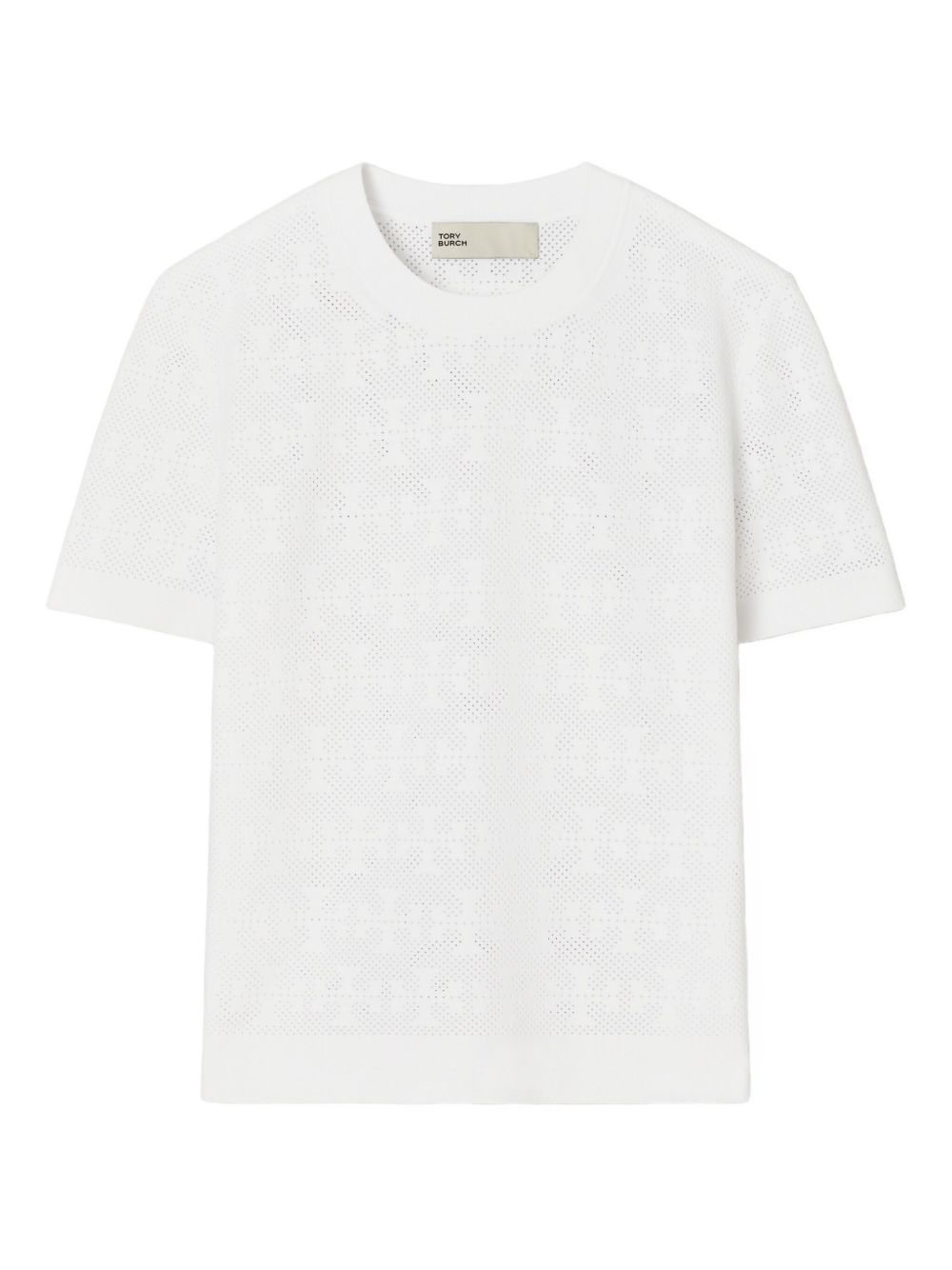 Tory Burch Textured Monogram Viscose T-Shirt White