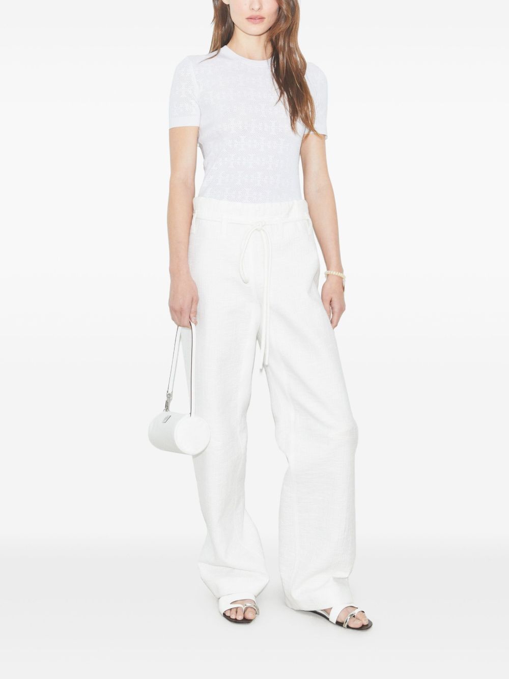 Tory Burch Textured Monogram Viscose T-Shirt White