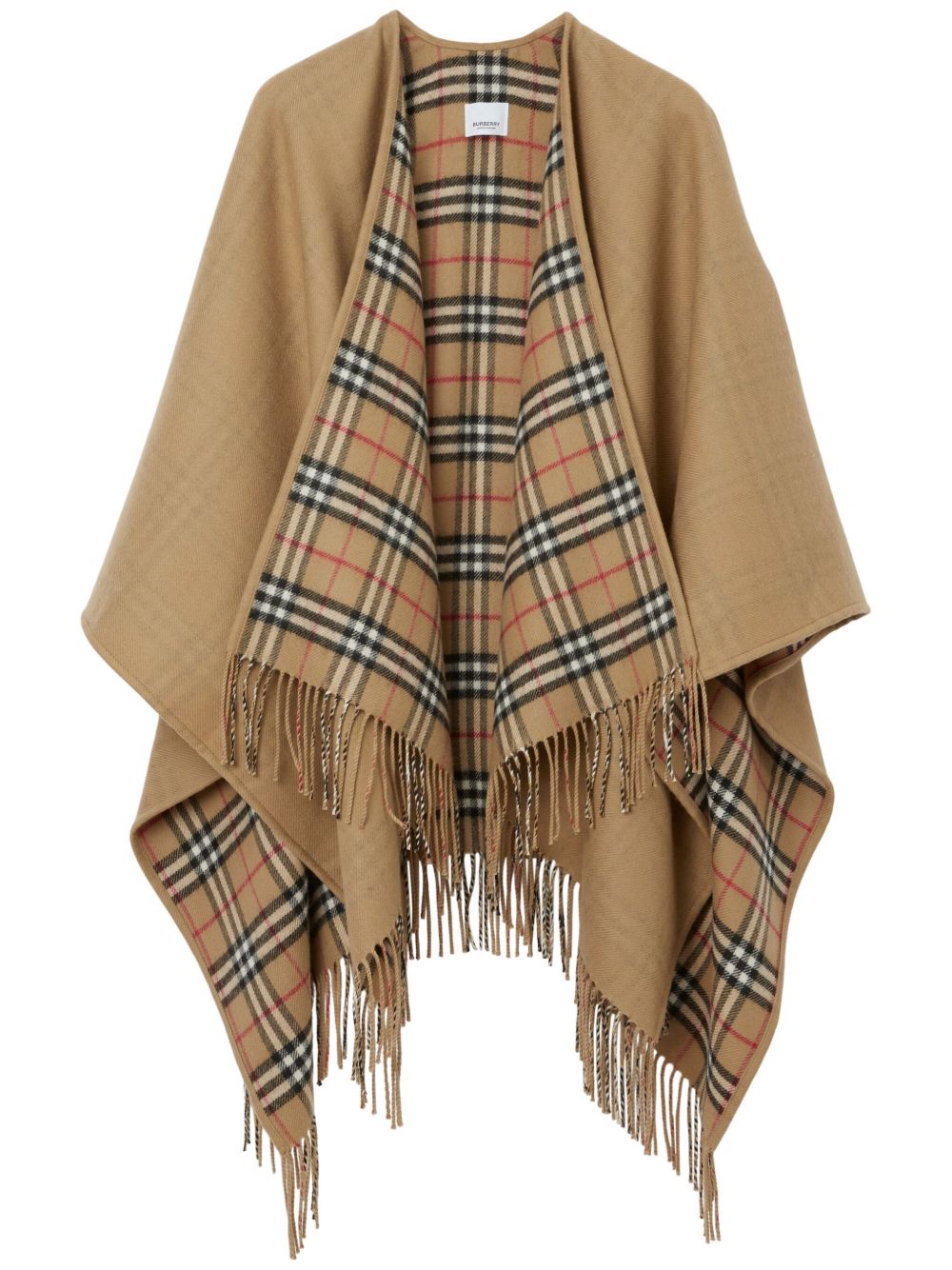 Burberry Reversible Vintage Check Wool Cape Beige