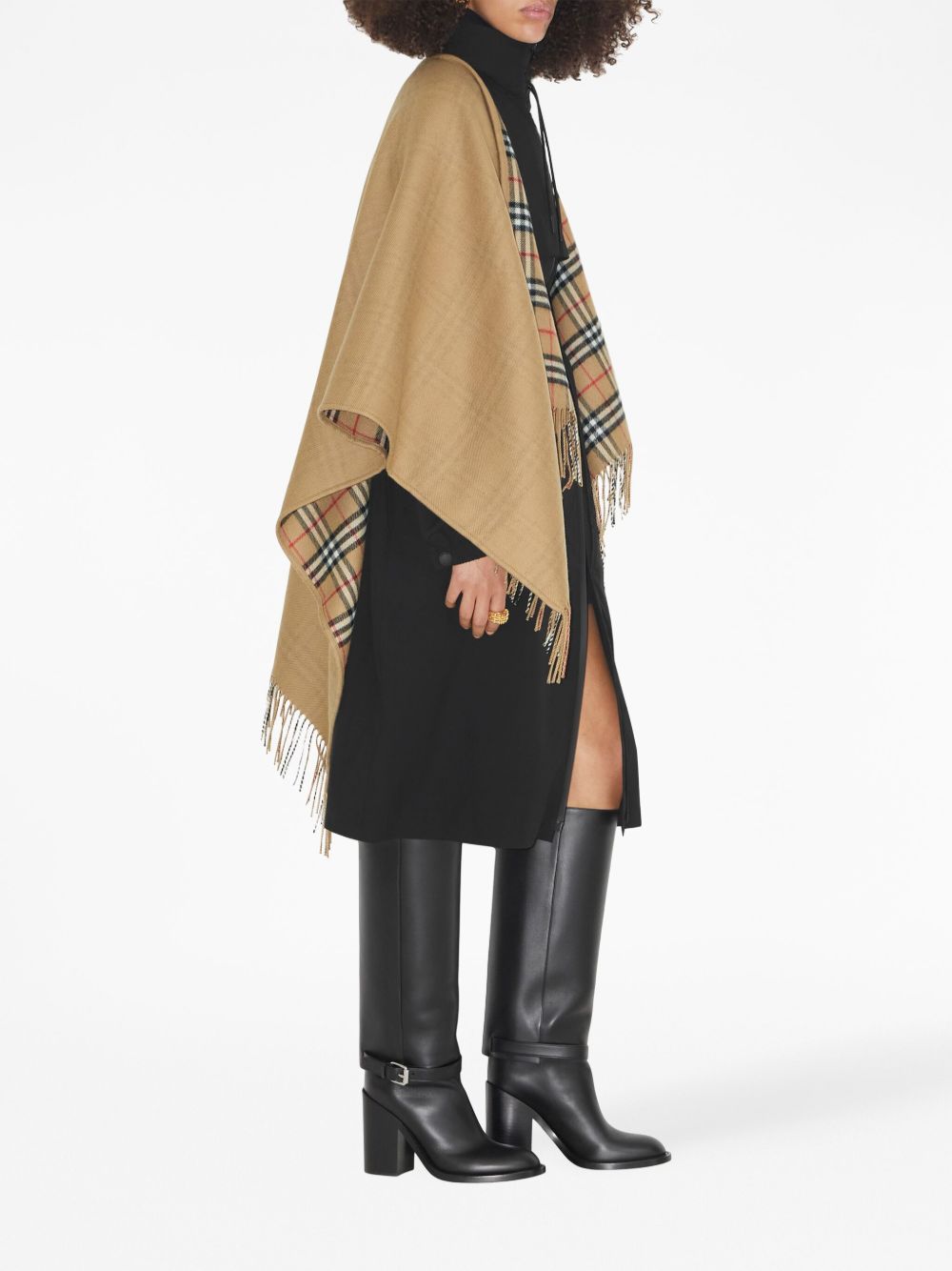 Burberry Reversible Vintage Check Wool Cape Beige