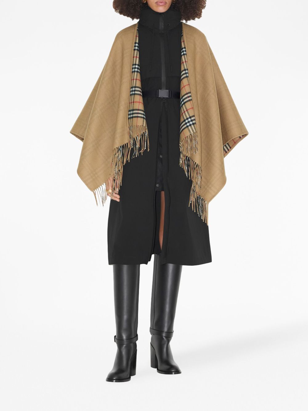 Burberry Reversible Vintage Check Wool Cape Beige