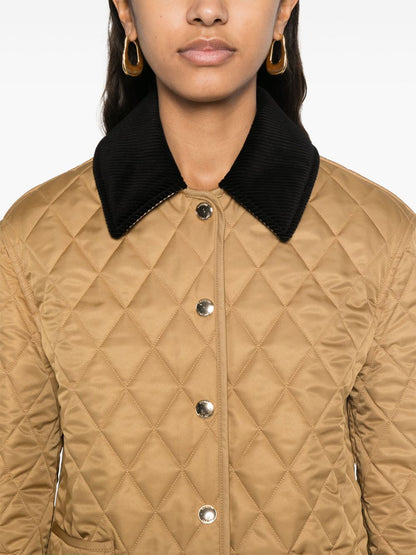 Burberry Quilted Camel Jacket with Vintage Check Lining Camel