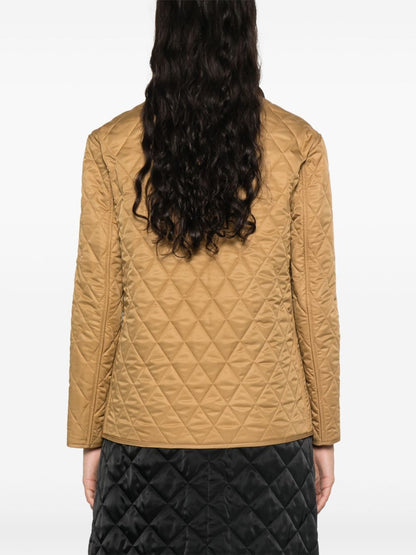 Burberry Quilted Camel Jacket with Vintage Check Lining Camel