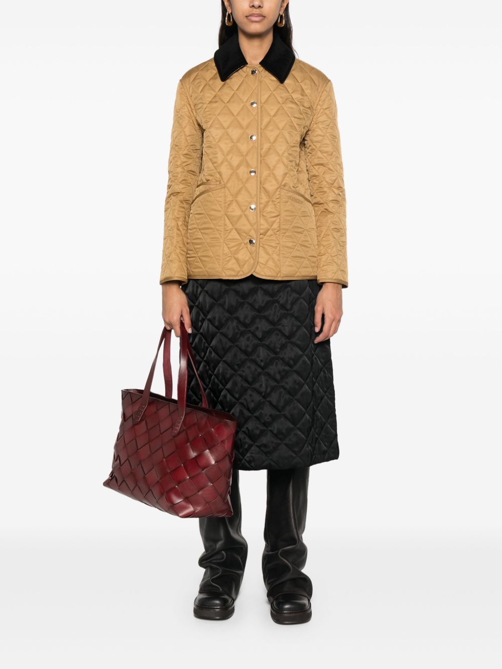 Burberry Quilted Camel Jacket with Vintage Check Lining Camel