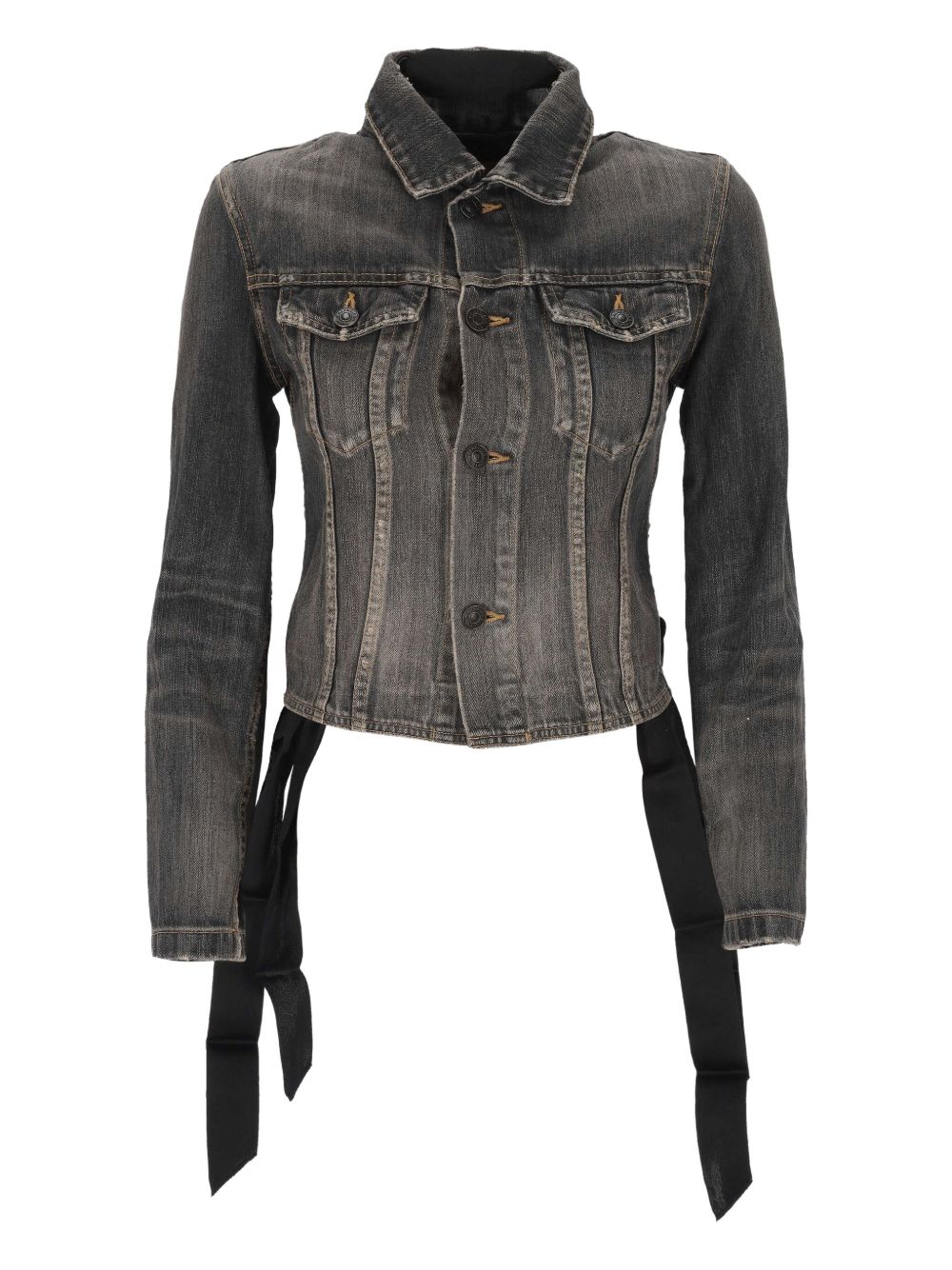 Balenciaga Lace-Up Cotton Denim Jacket Grey