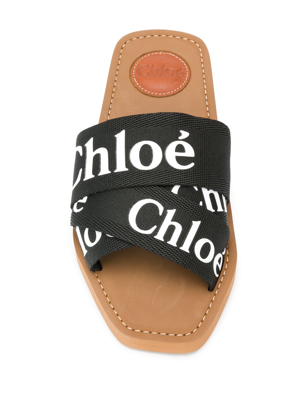 Chloè Woody Linen Slip-On Flat Sandals Black
