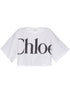 Chloè Cropped Logo-Print Cotton T-Shirt White