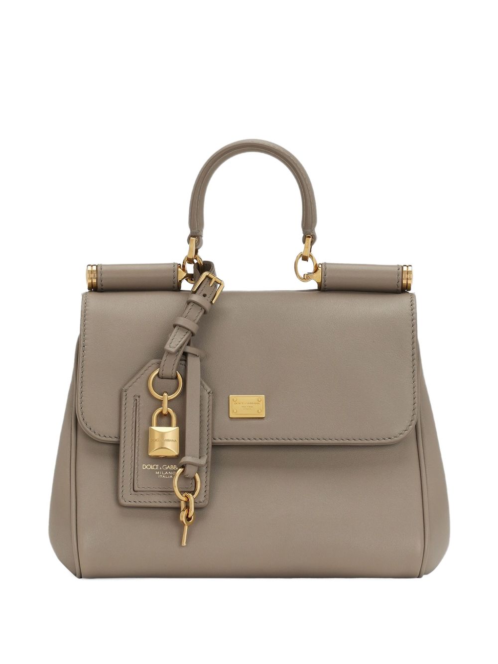 Dolce & Gabbana Sicily Soft Leather Top Handle Bag Taupe