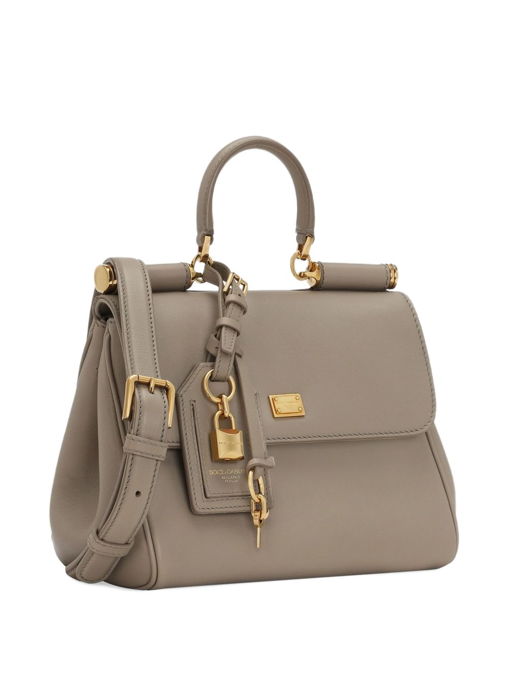Dolce & Gabbana Sicily Soft Leather Top Handle Bag  Taupe