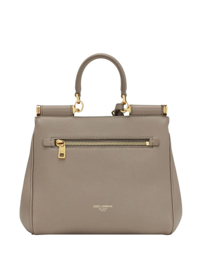 Dolce &amp; Gabbana Sicily Soft Leather Top Handle Bag  Taupe